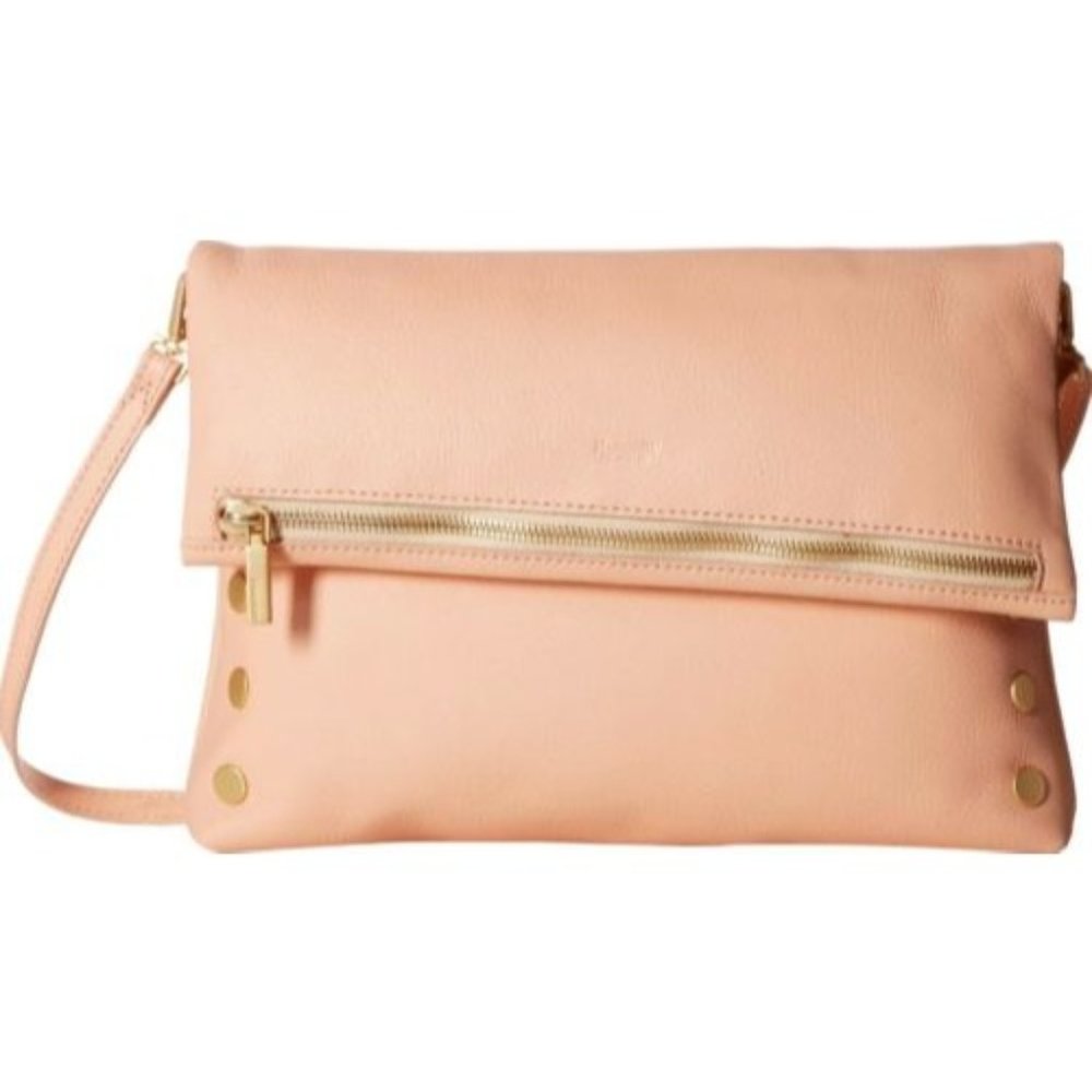 HAMMITT VIP MED ZIPPERED LEATHER CROSSBODY CLUTCH